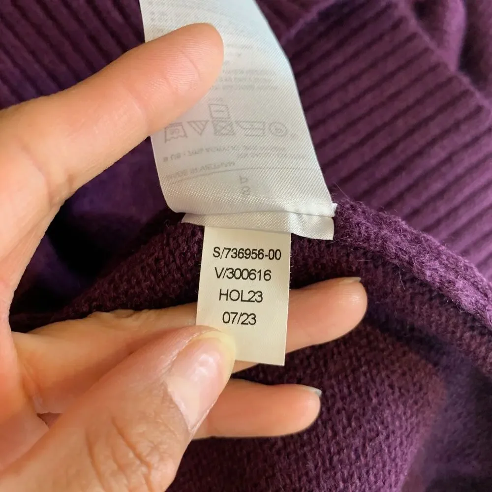 Banana Republic Sweater Womens S Small Hibiscus V Neck Knit Long Sleeve Pullover